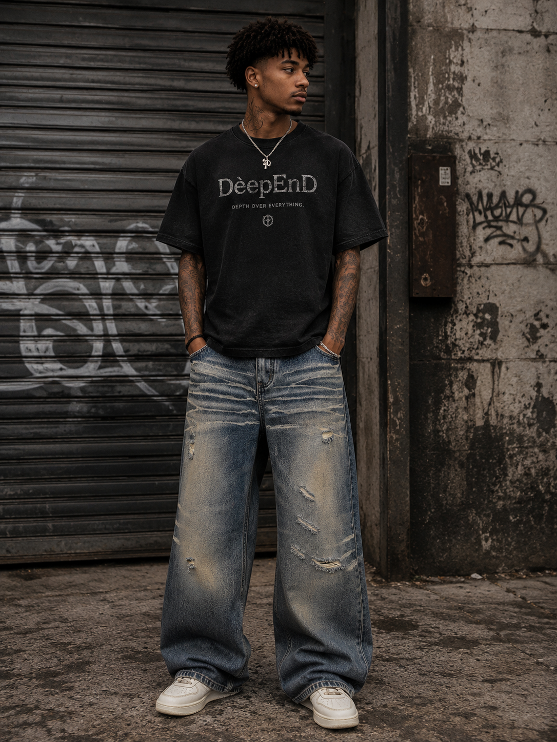 SANDWASH DISTRESSED BOOTCUT DENIM