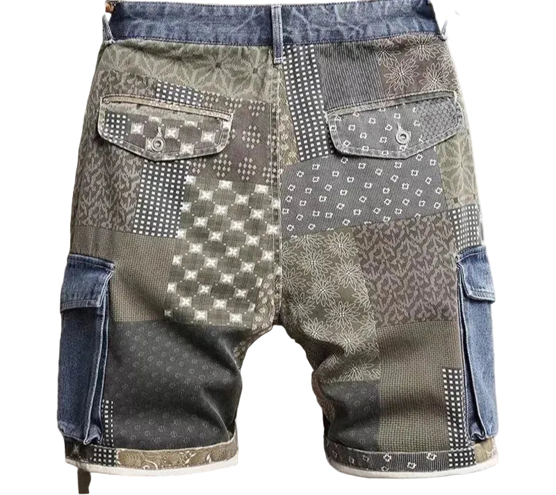 Mixed Design Blocked Quarter Shorts