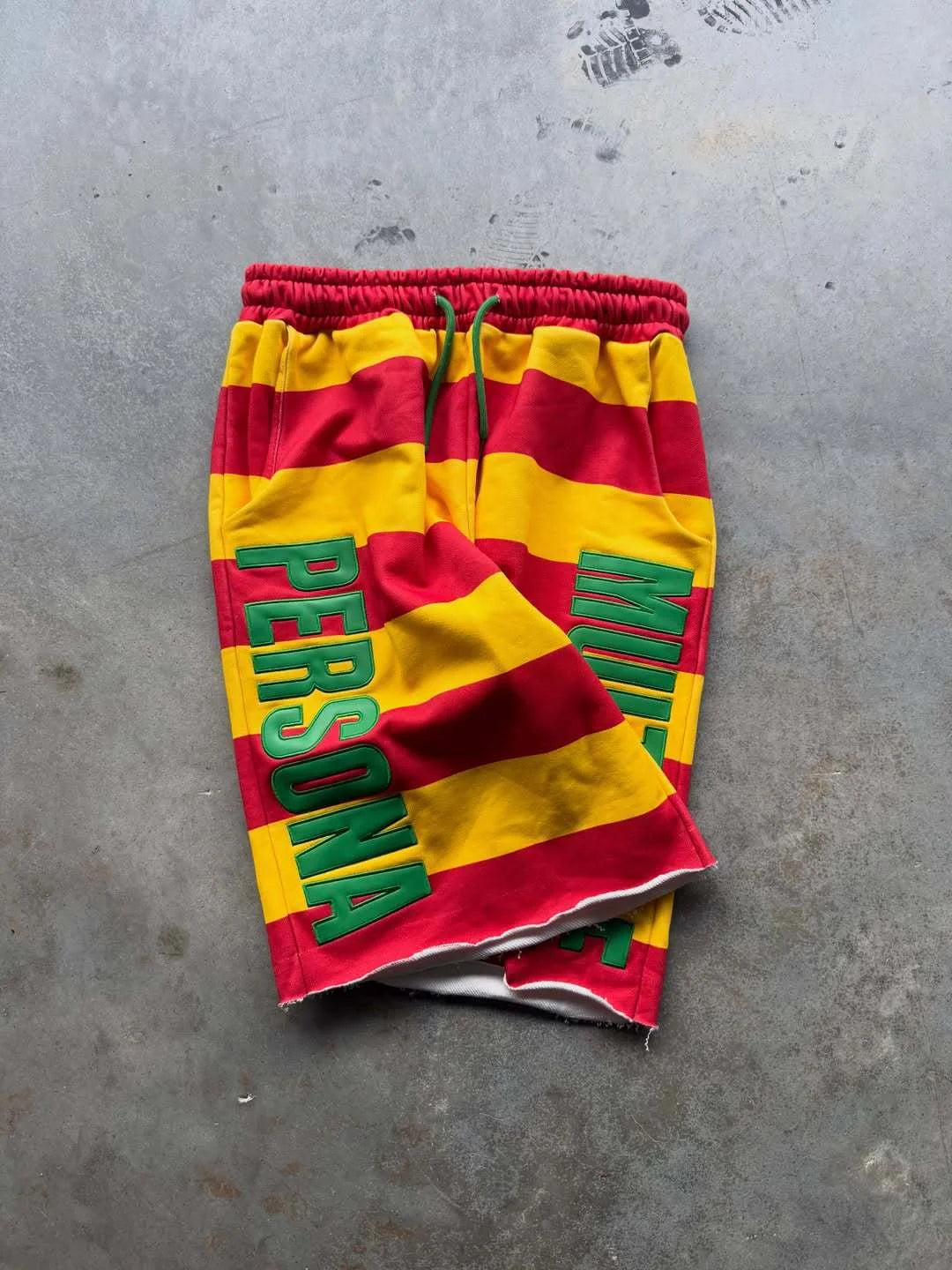 Multiple Persona Drawstring Shorts – Yellow Red