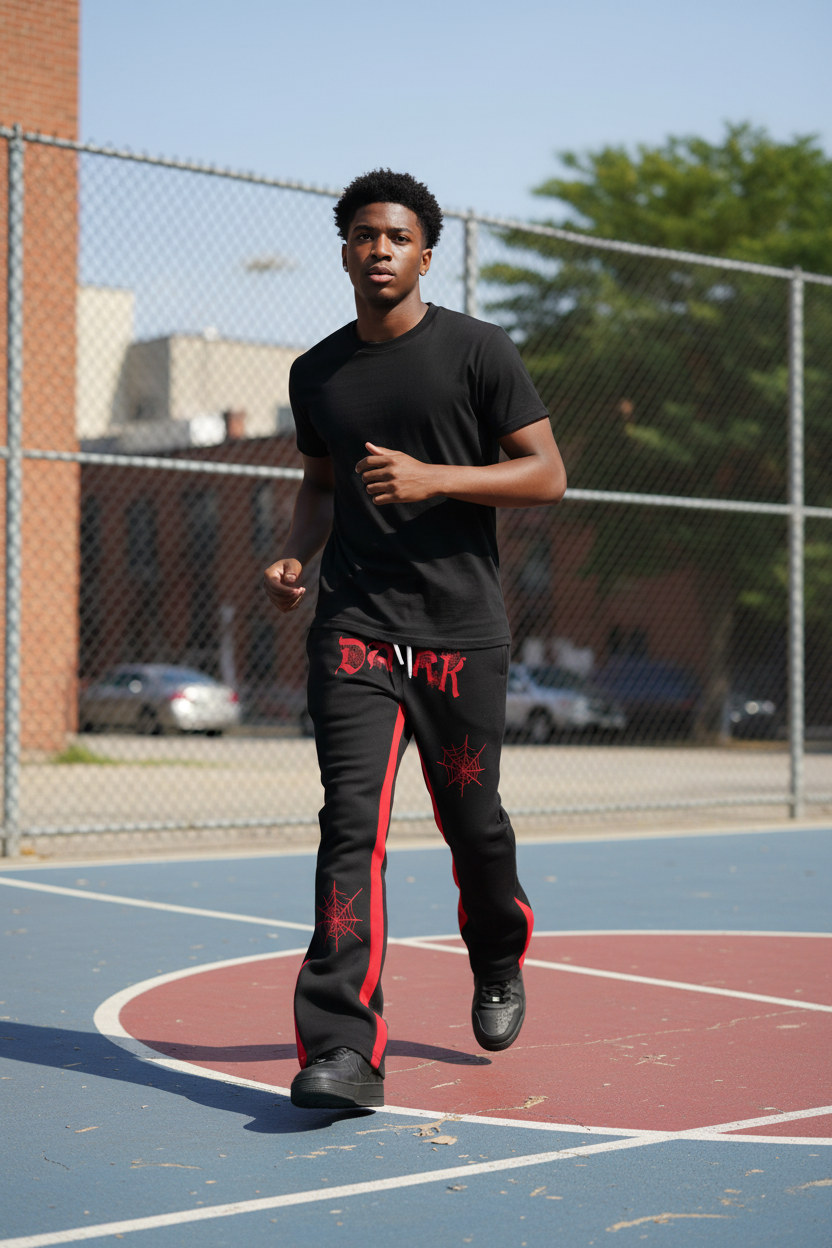 Dark Flared Joggers - Basketball Court