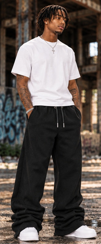 Black Stacked Flare Sweats