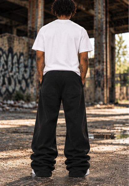 Black Stacked Flare Sweats