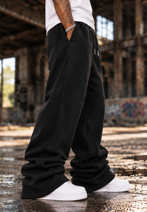 Black Stacked Flare Sweats