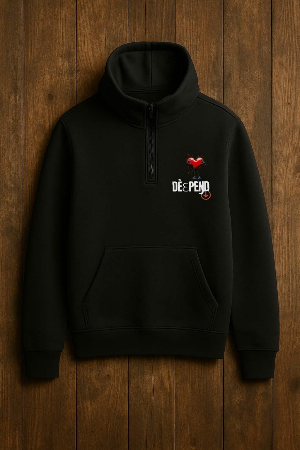 DèɛpEŋD Classic Heart Splatt Quarter Zip Sweatshirt
