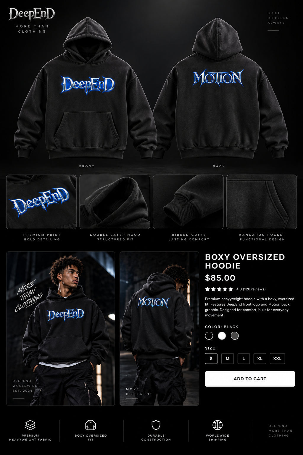 DèɛpEŋD Motion Boxy Oversized Hoodie