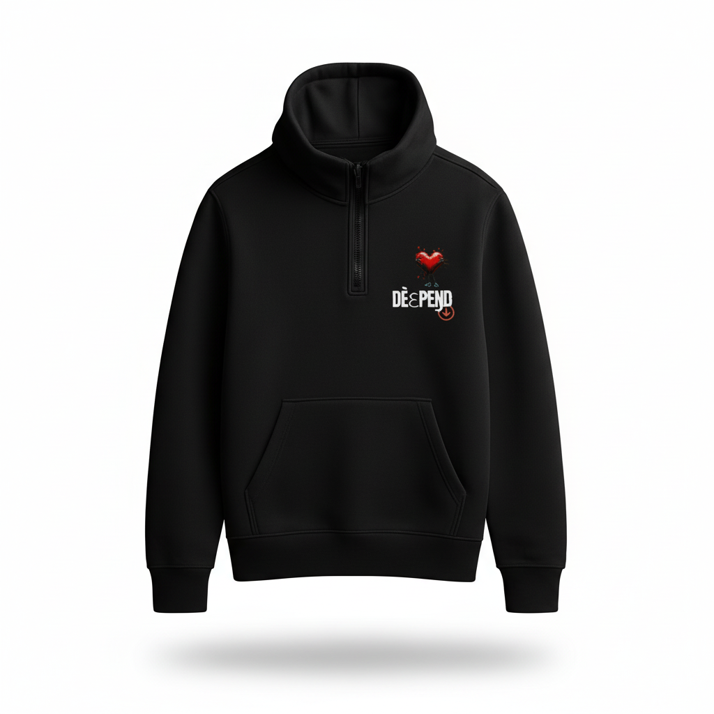 3D Mockup Front — DèɛpEŋD Quarter Zip
