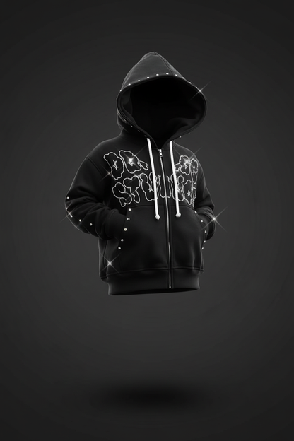 3D Mockup - Rhinestone Zip-Up Hoodie