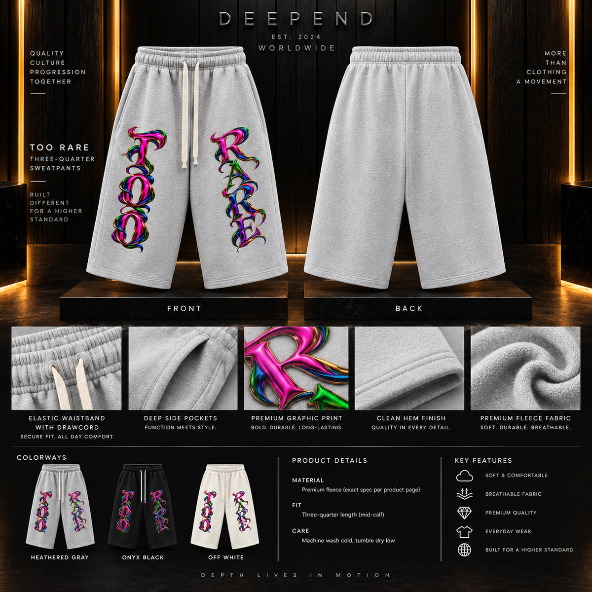 DèɛpEŋD Too Rare Three-quarter Shorts