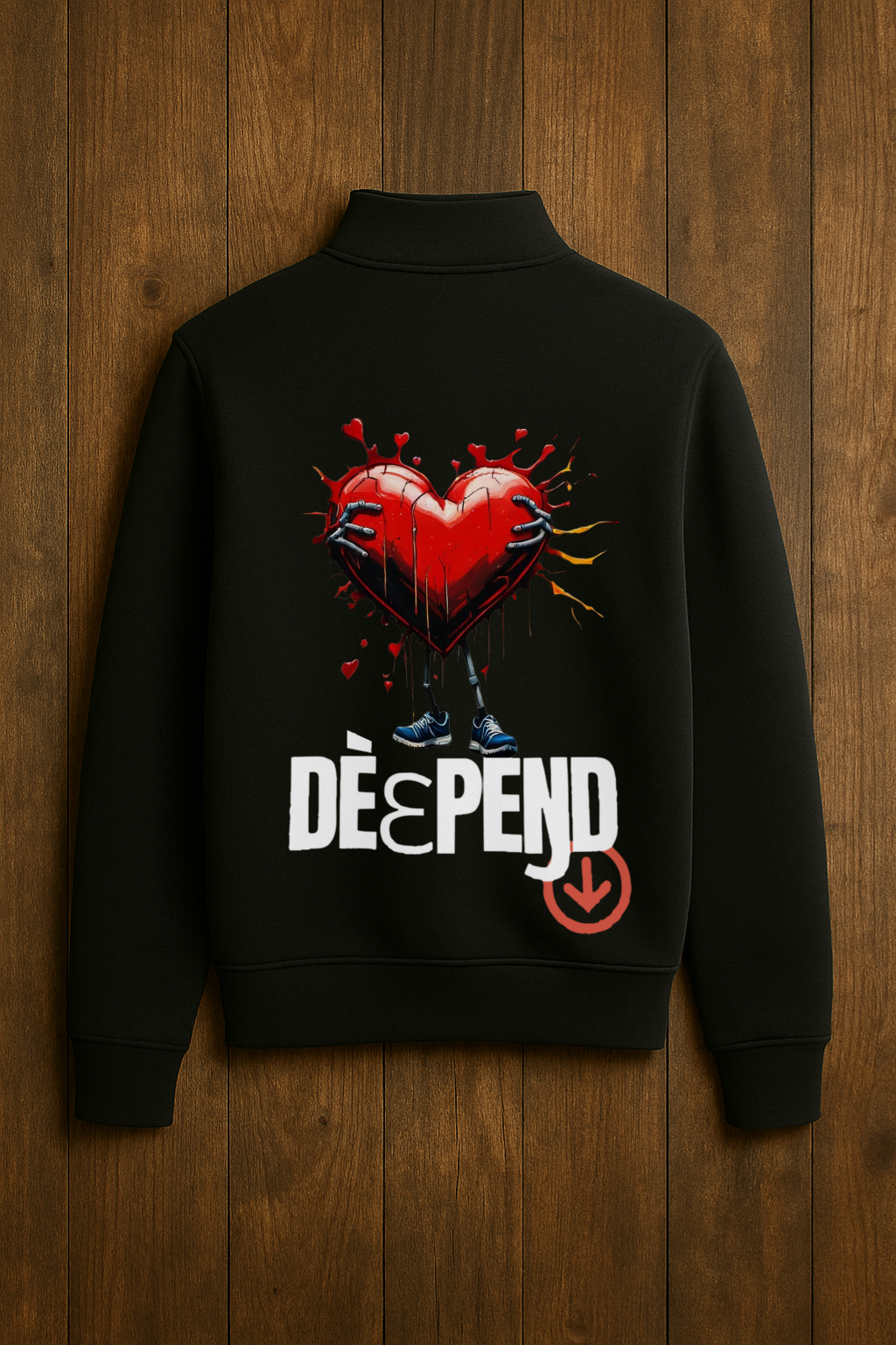 DèɛpEŋD Classic Heart Splatt Quarter Zip Sweatshirt