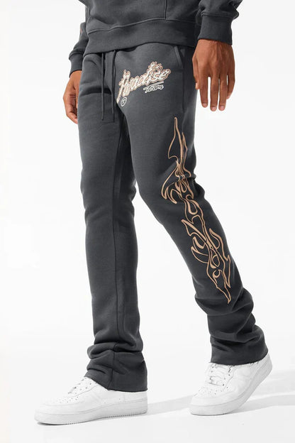 Jordan Craig Paradise Tour Fleece Stacked Joggers - Charcoal — lifestyle view