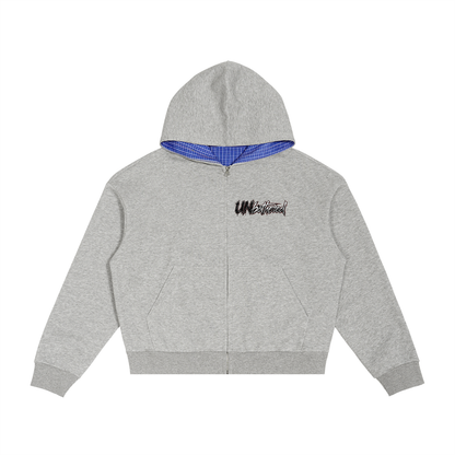 DèɛpEŋD Unbothered Plaid Hood Zip Up