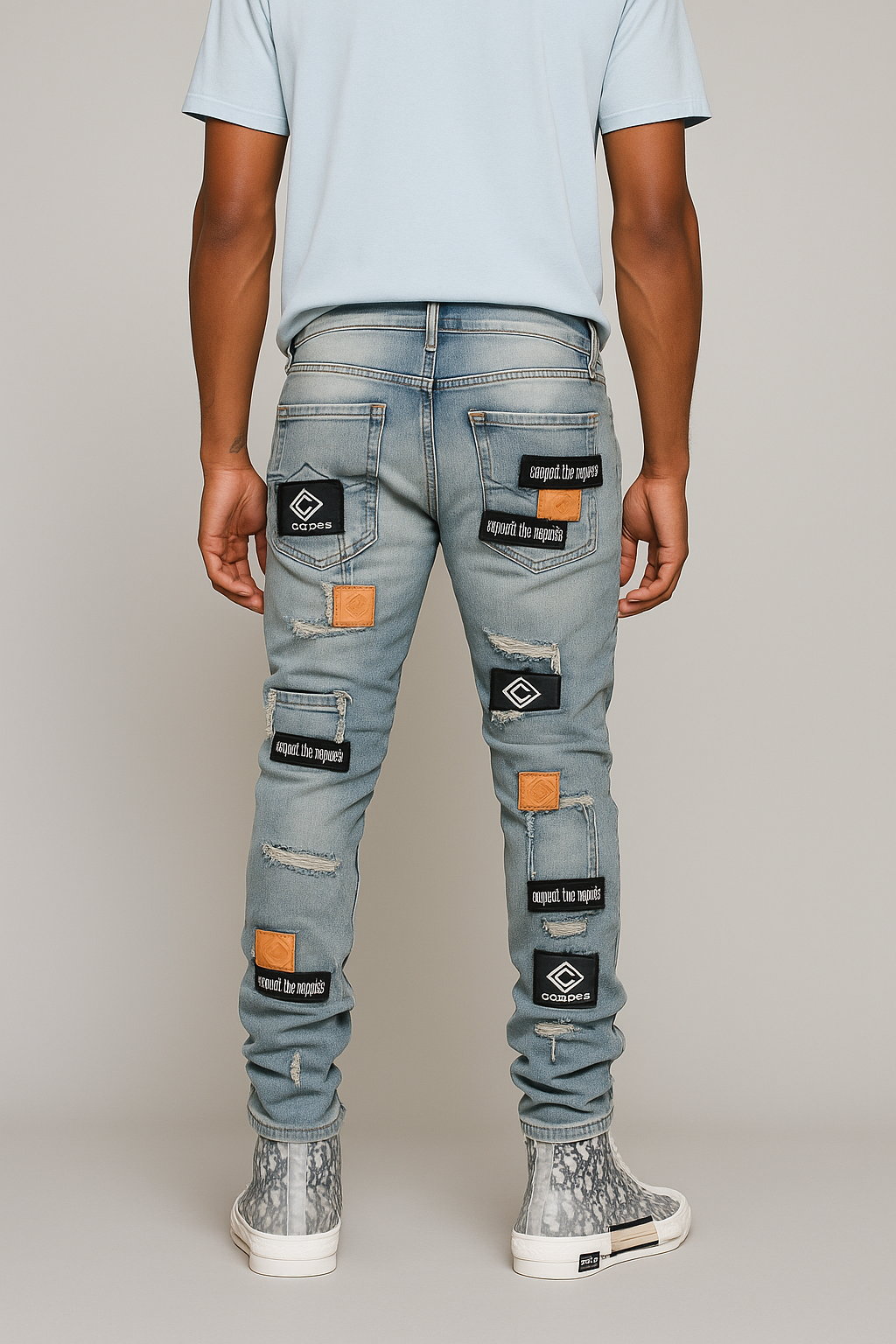 Patchwork Statement Skinny Jeans