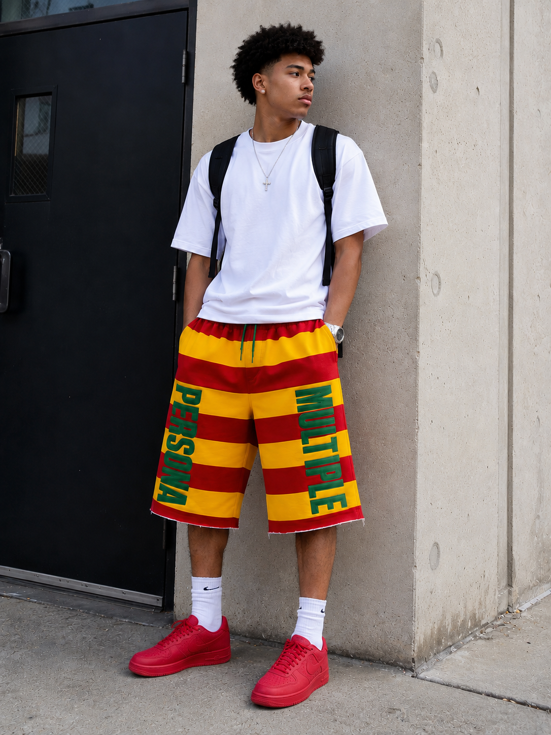 Multiple Persona Drawstring Shorts – Yellow Red
