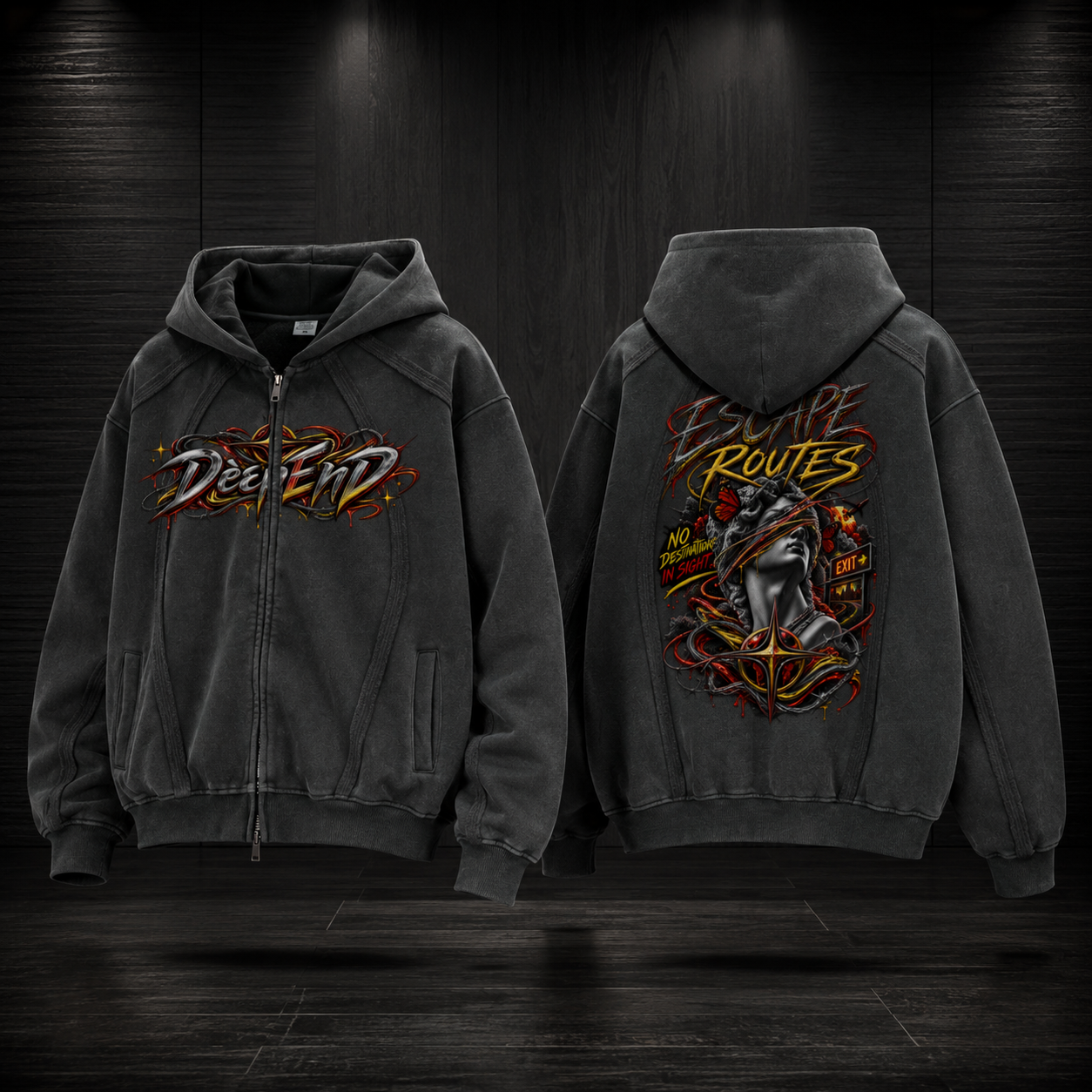 DèɛpEŋD Escape Routes Zip-Up Hoodie