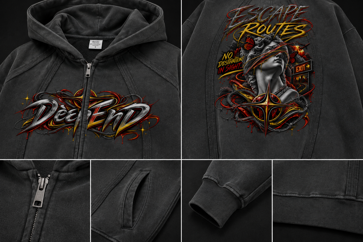 DèɛpEŋD Escape Routes Zip-Up Hoodie