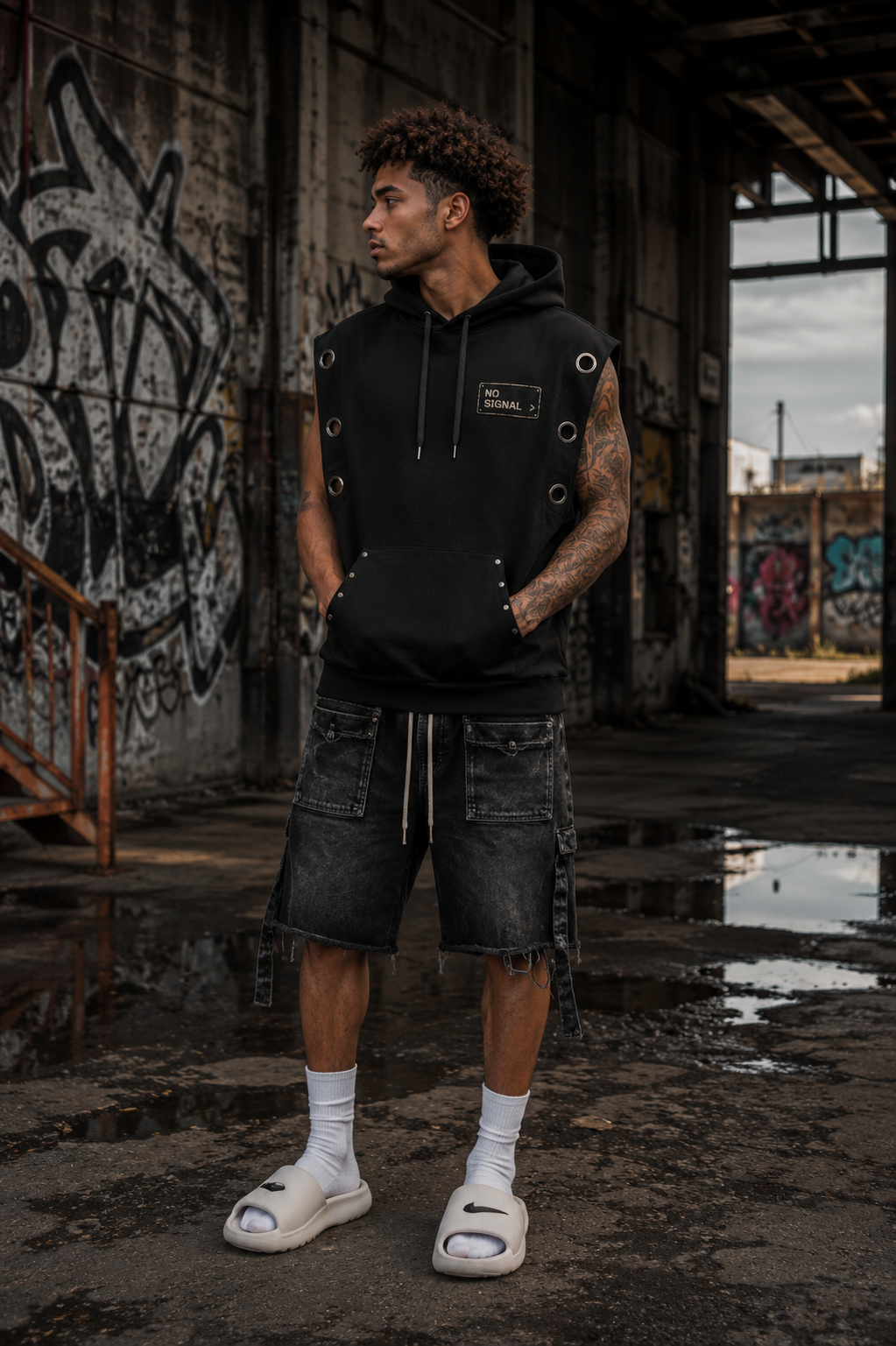 DèɛpEŋD "No Signal" Sleeveless Hoodie