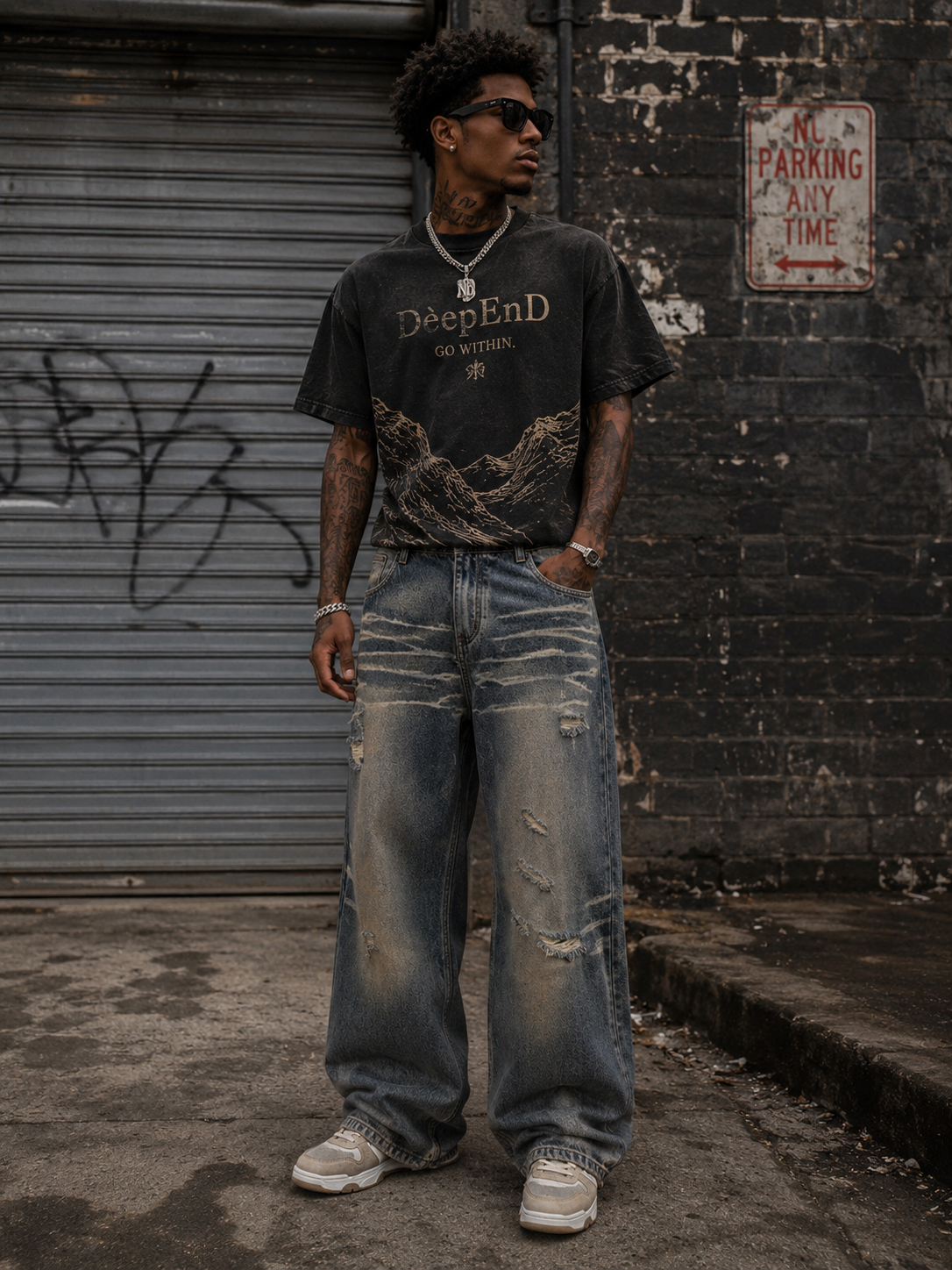 SANDWASH DISTRESSED BOOTCUT DENIM