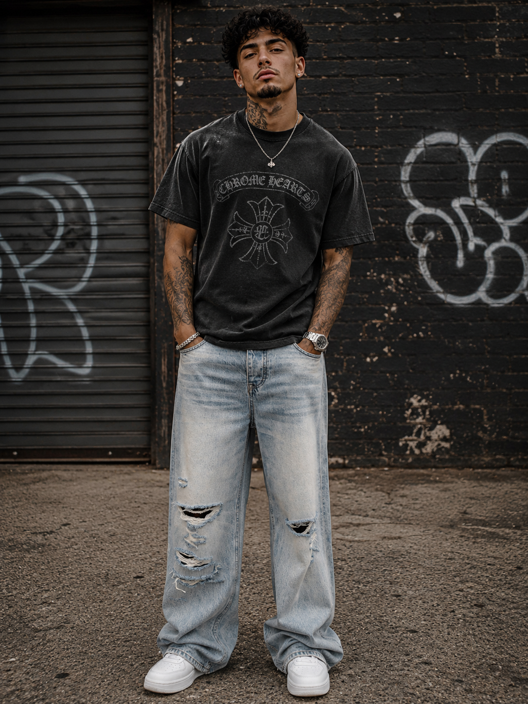 LIGHT WASH DESTROYED DENIM
