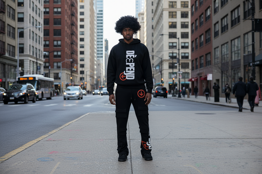 DèɛpEŋD Black Cargo Jogger Set