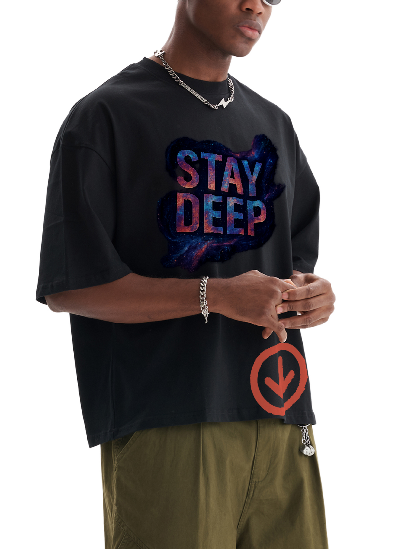 DèɛpEŋD Stay Deep Oversized Cropped Tee