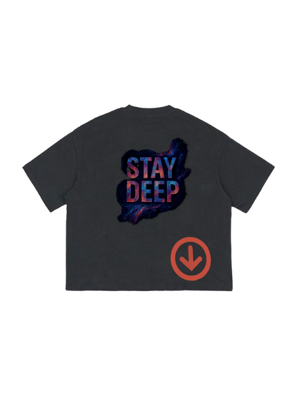 DèɛpEŋD Stay Deep Oversized Cropped Tee — front view
