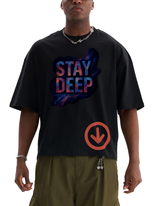 DèɛpEŋD Stay Deep Oversized Cropped Tee
