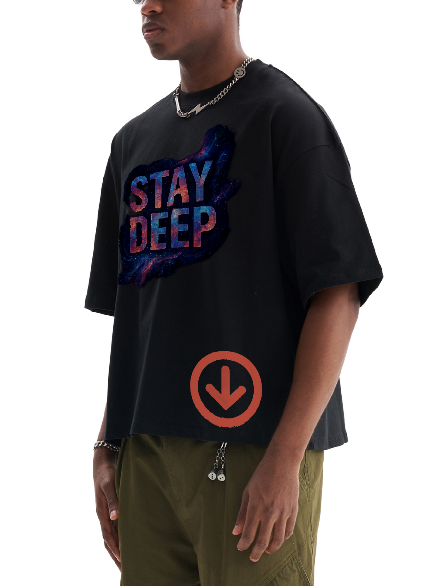 DèɛpEŋD Stay Deep Oversized Cropped Tee