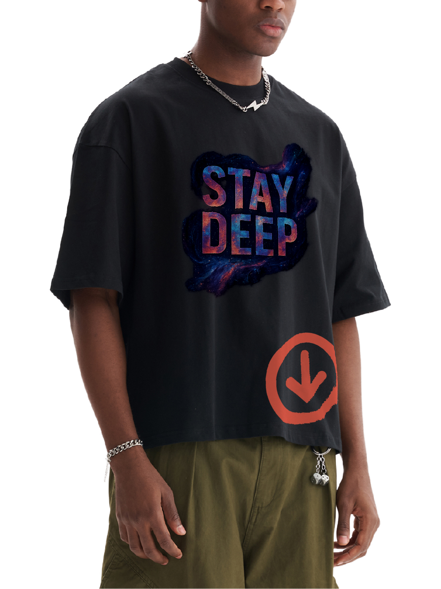 DèɛpEŋD Stay Deep Oversized Cropped Tee