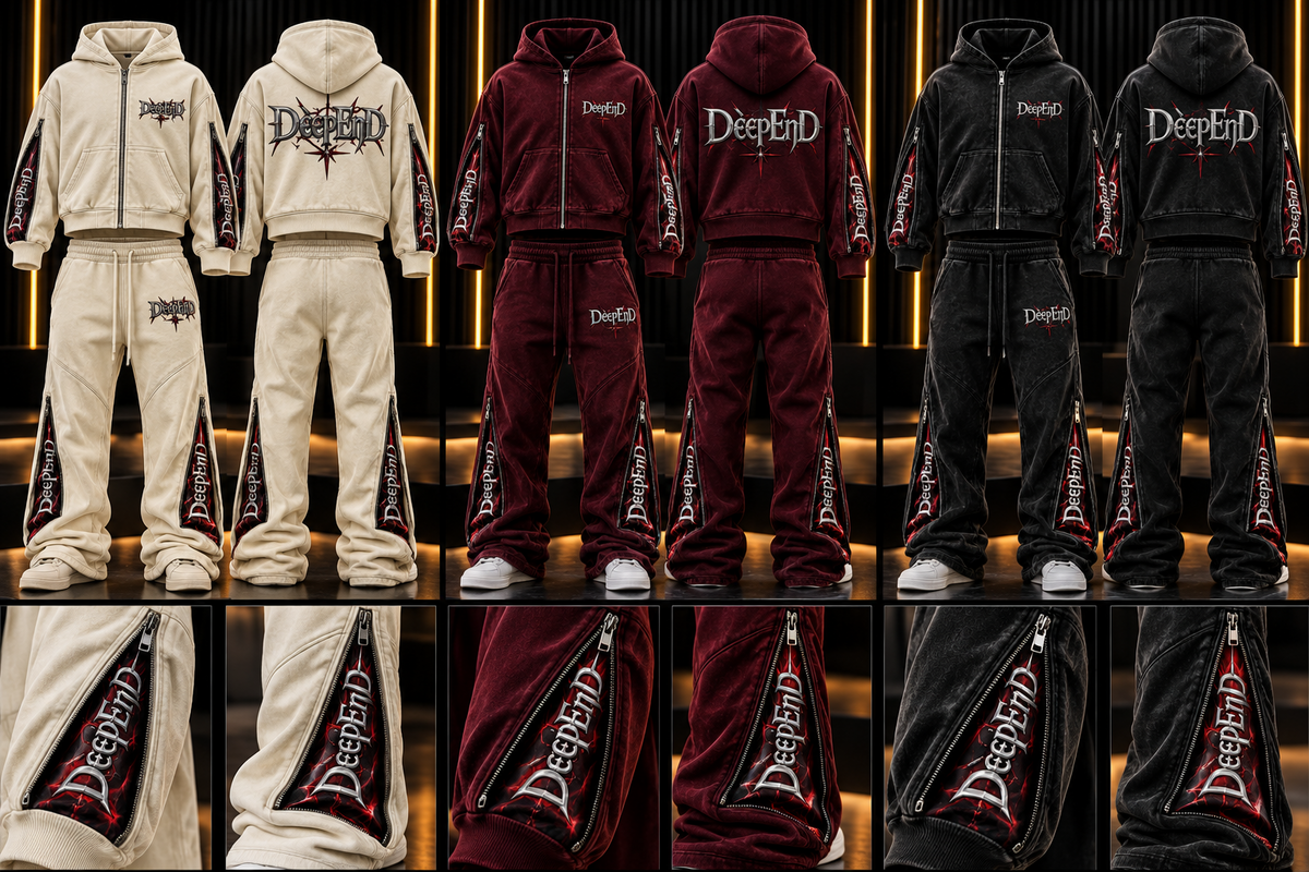 DèɛpEŋD Alter Ego Zip Set with concealed sleeve and leg graphics revealed