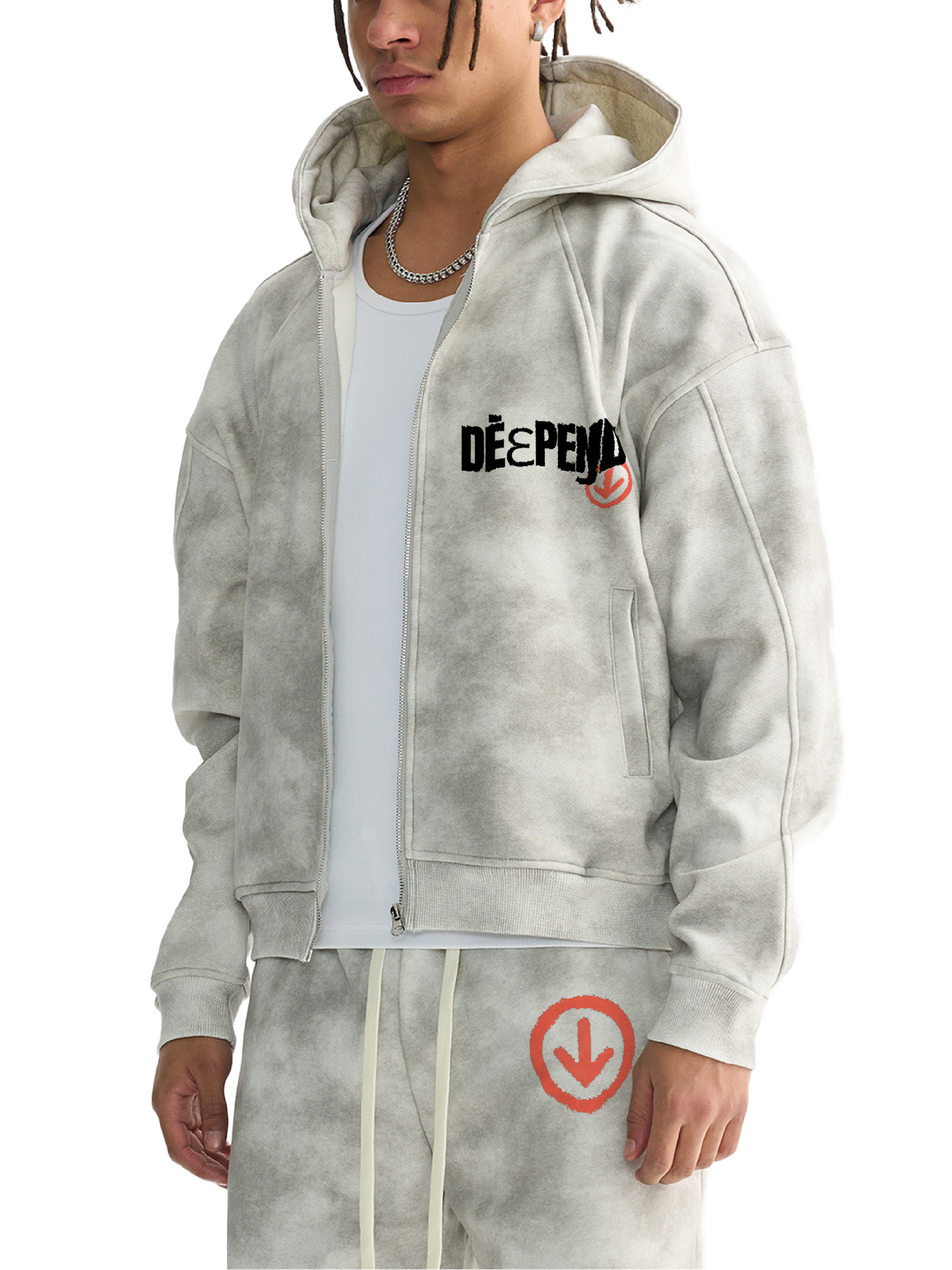 DèɛpEŋD Stacked Jogger & Boxy Zip-Up Fleece Hoodie Set