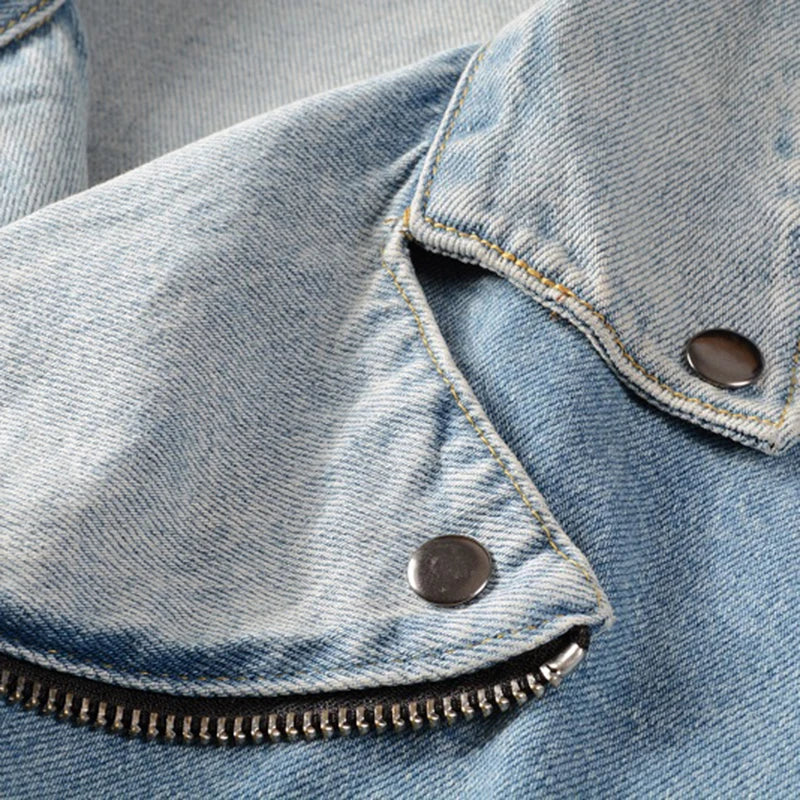 Ripped Blue Jean Biker Streetwear Jacket