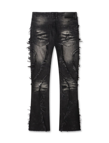 Frost Originals Distressed Rhinestone Stacked Jeans - Black Wash — product image 3