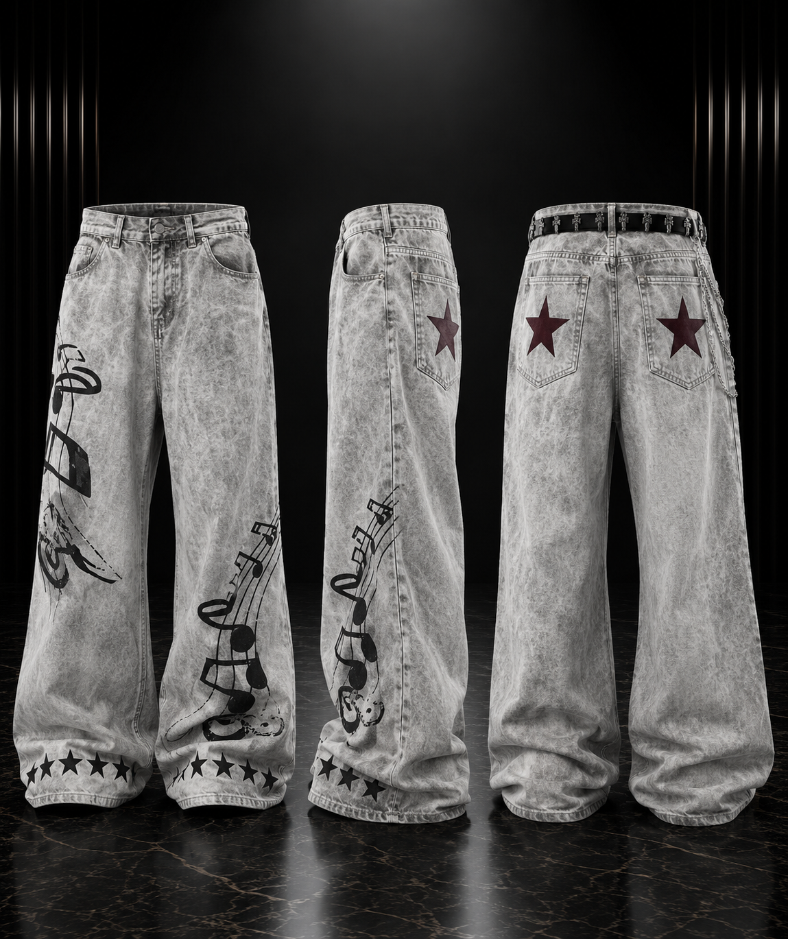 Distressed Styled Baggy Jeans