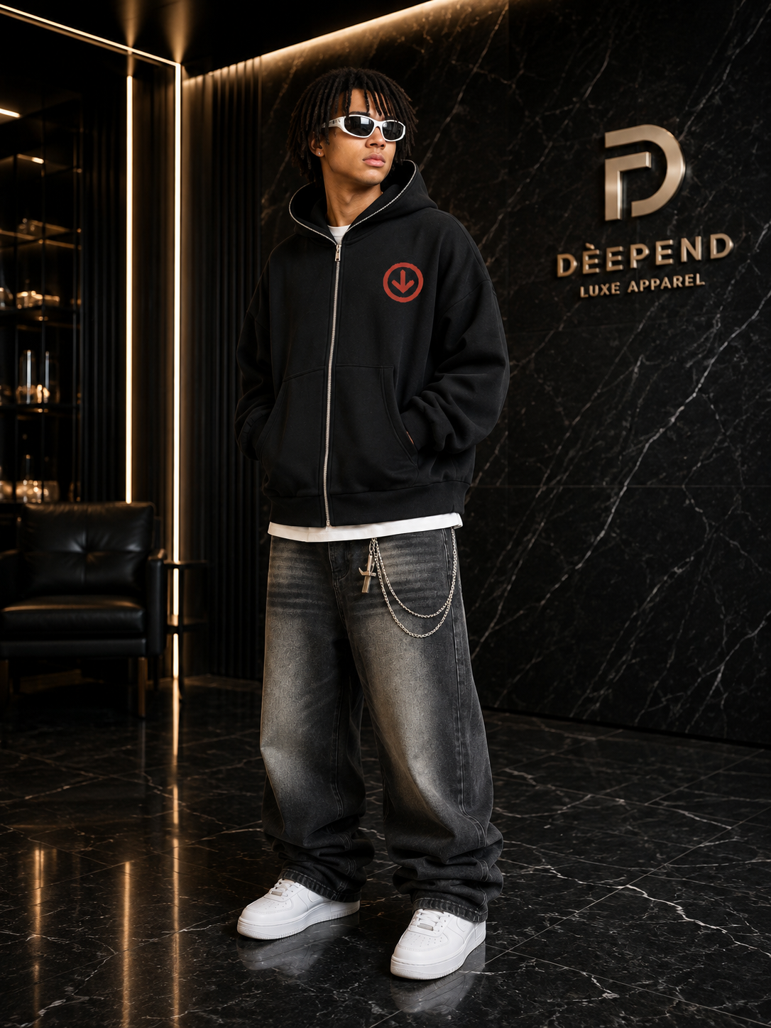 DèɛpEŋD Classic Full Zip Hoodie