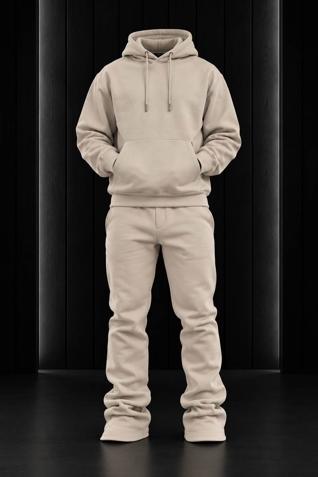 Cream Stacked Flare Sweatsuit