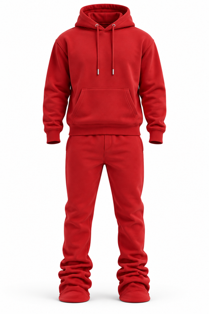 Red Stacked Flare Sweatsuit