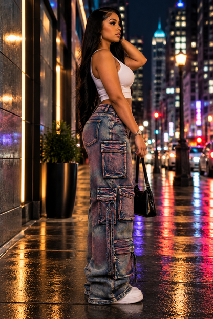 Multi Color Cargo Jeans