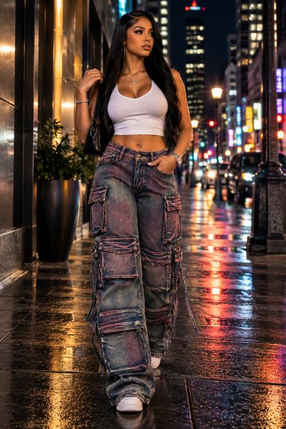 Multi Color Cargo Jeans