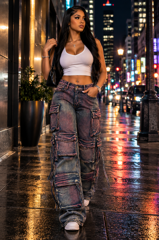 Multi Color Cargo Jeans