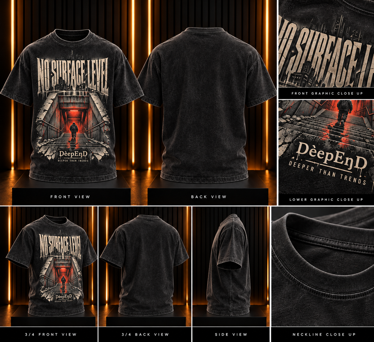 DèɛpEŋD No Surface Level Boxy-Fit Distressed T-shirt