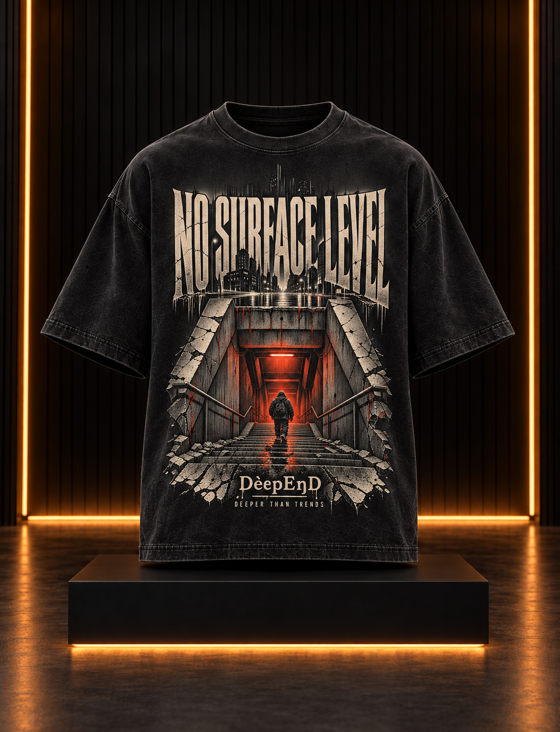 DèɛpEŋD No Surface Level Boxy-Fit Distressed T-shirt