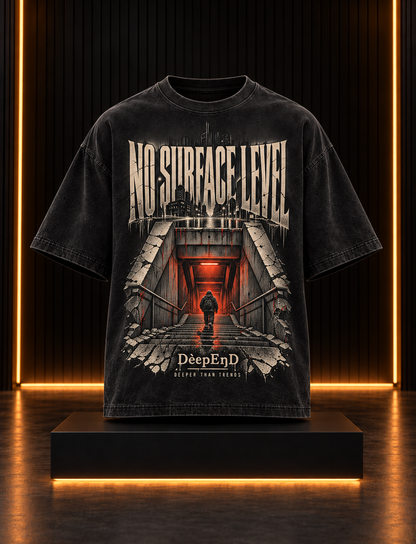 DèɛpEŋD No Surface Level Boxy-Fit Distressed T-shirt