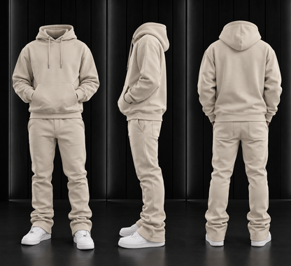 Cream Stacked Flare Sweatsuit