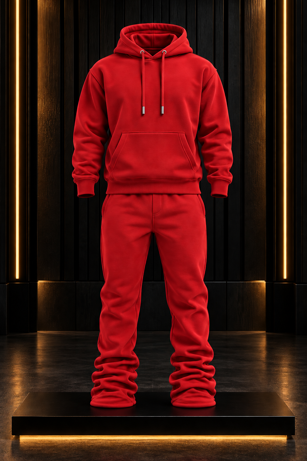 Red Stacked Flare Sweatsuit