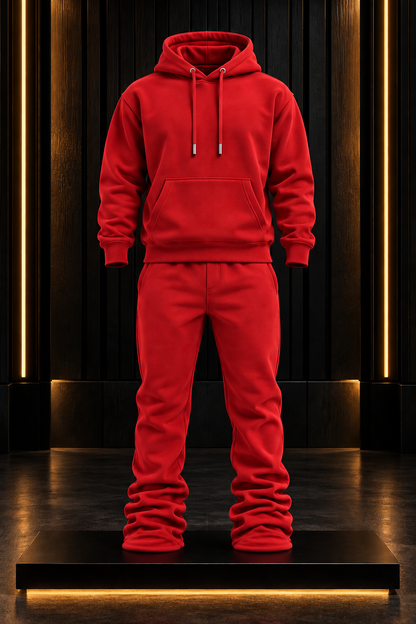 Red Stacked Flare Sweatsuit