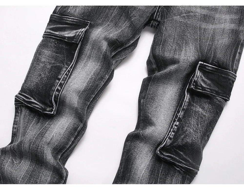 Multi Pocket Cargo Flared Streetwear Jeans