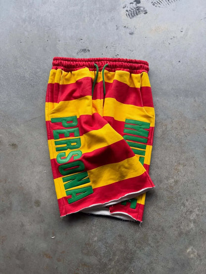 Multiple Persona Drawstring Shorts – Yellow Red — product image 4