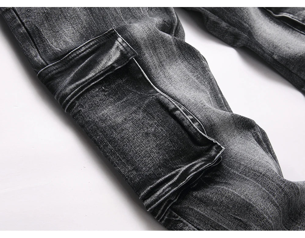 Multi Pocket Cargo Flared Streetwear Jeans