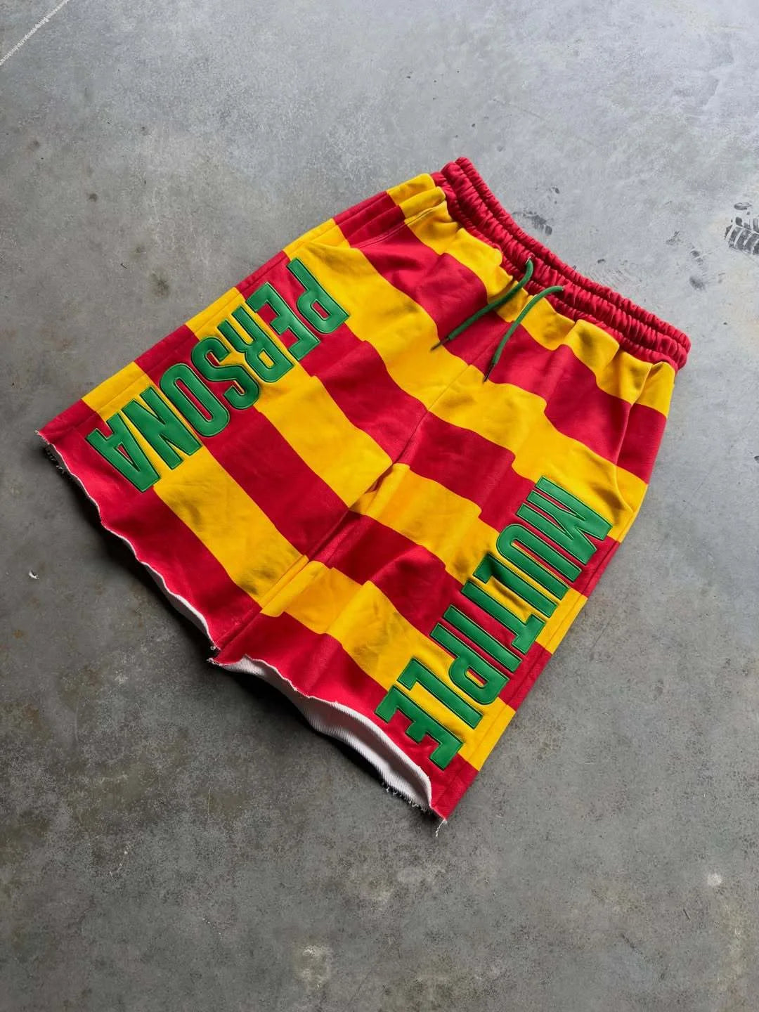 Multiple Persona Drawstring Shorts – Yellow Red