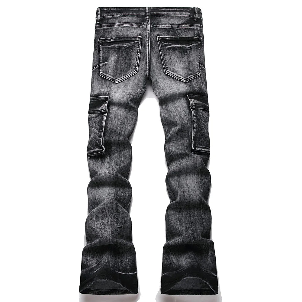 Multi Pocket Cargo Flared Streetwear Jeans